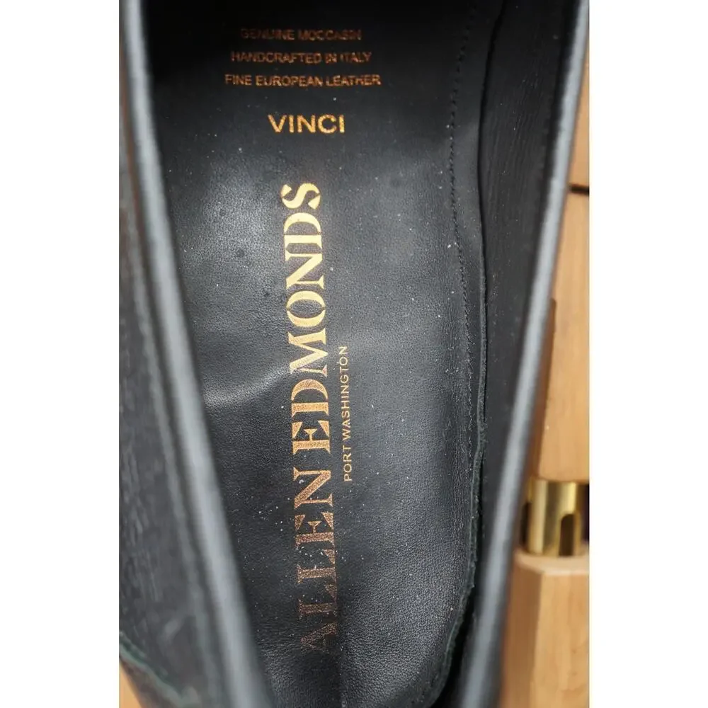 Allen Edmonds Vinci Black Leather Bit Loafers Moccasins Slip On Mens 9.5D Italy